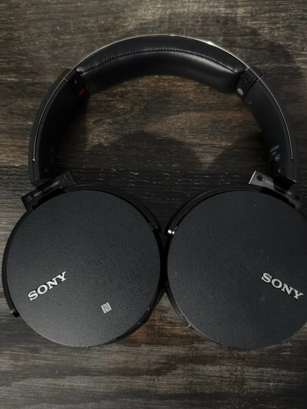 Sony Black Over-Ear Bluetooth Headphones with Red Accents